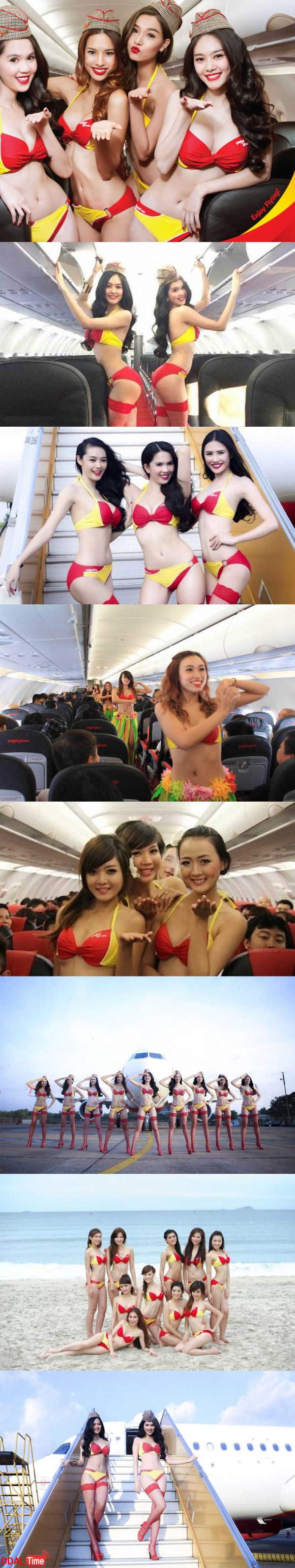 비행기에서 단체로 비키니 입은 승무원들 이미지 #1