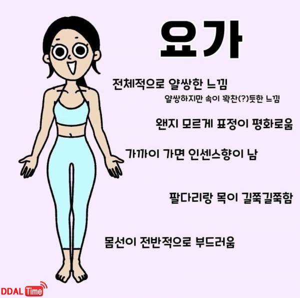 여자 운동별 몸매 특징 이미지 #1