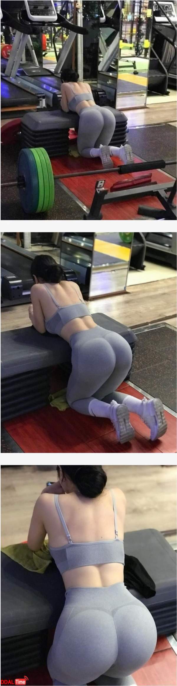 헬스장에서 스마트폰만 만지는 민폐녀 이미지 #1