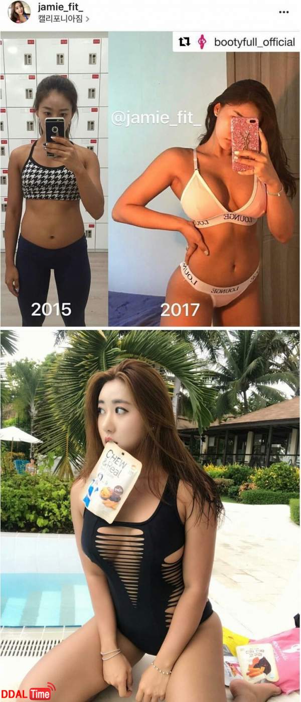 여자 피트니스 강사 몸매 만들기 전 & 후 이미지 #1