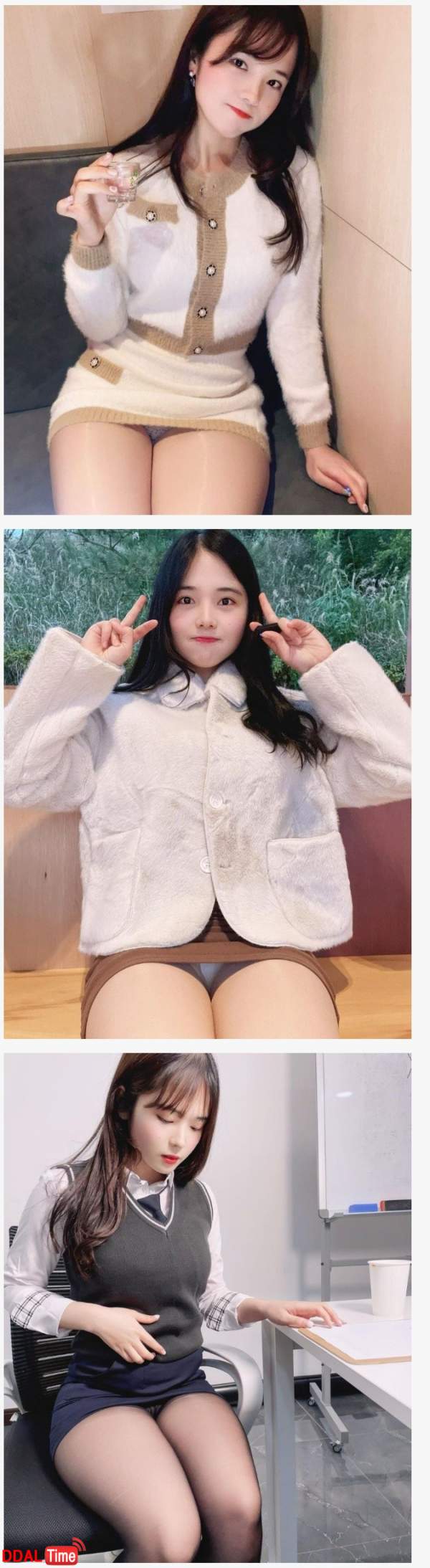 은근히 팬티 보여주는 여자 이미지 #1