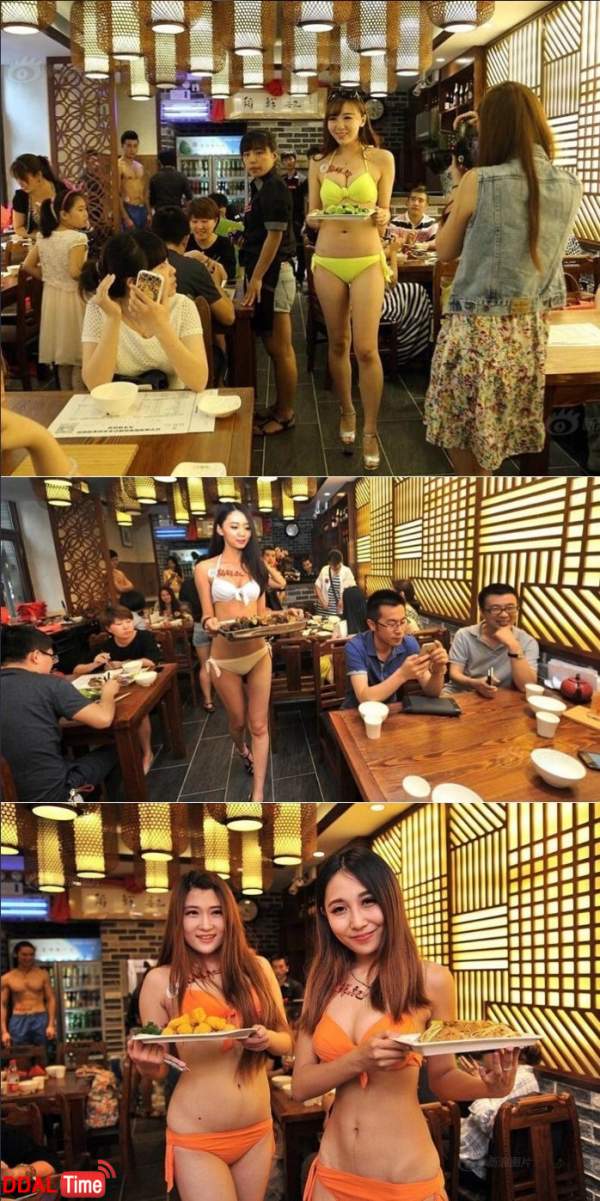 여직원들이 비키니 입고 서빙하는 식당 이미지 #2